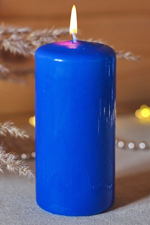Свеча столбик, синяя, 6х12.5 см, Омский Свечной