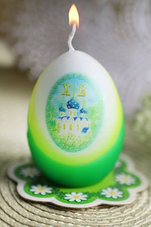 Пасхальная свеча-яйцо ЦЕРКОВЬ, 4х6 см, Омский Свечной