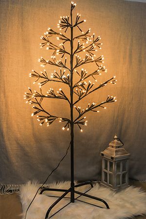 Светящаяся ёлка ВОЛШЕБНЫЕ КИСТОЧКИ мерцающая, чёрная, 230 экстра тёплых белых LED-огней, 108 см, уличная, Kaemingk (Lumineo)