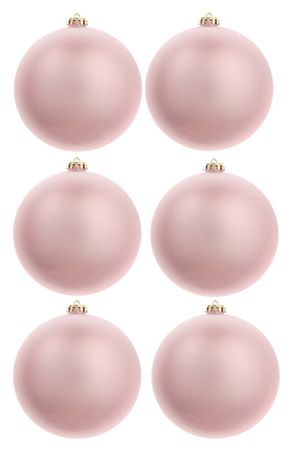 Набор однотонных пластиковых шаров матовых, цвет: розовый, 80 мм, упаковка 6 шт., Winter Decoration