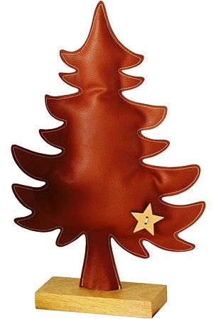 Декоративная настольная ёлка ЛАРТОН, искусственная кожа, коричневая, 36 см, Boltze