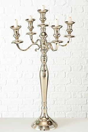 Высокий канделябр ВИТТОРИО под 5 свечей, алюминий, серебряный, 78 см, Boltze