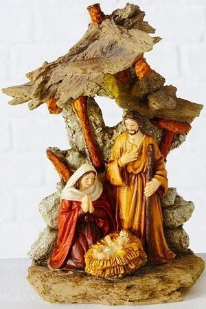 Рождественская настольная композиция-вертеп  КАСПЕР - Мария в красных одеждах, полистоун, 21х13 см, Boltze