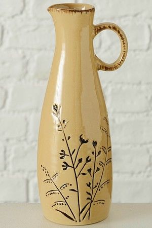 Узкая ваза-кувшин БОТАНИКО с тонкими веточками, фарфоровая, 20 см, Boltze