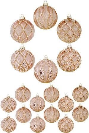 Набор коллекционных ёлочных шаров ЛИССИТА, стекло, розовый перламутр, 8 см (упаковка 12 шт.), Boltze