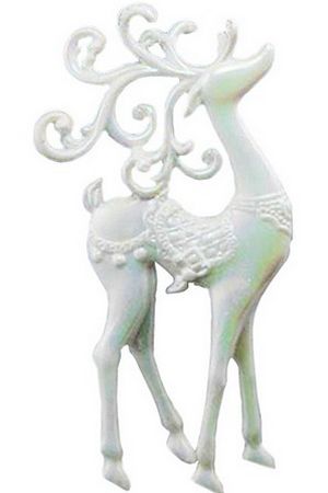 Ёлочная игрушка из акрила УЗОРЧАТЫЙ ОЛЕНЬ - стоящий, белый радужный, 14 см, Forest Market