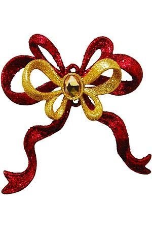 Акриловая ёлочная игрушка БАНТ-ЖЕЛАНИЕ, бордовый с золотым, 12.5 см, Forest Market