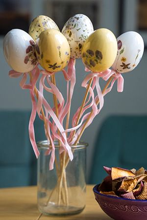 Пасхальные украшения - яйца на палочках ВАЛЬС ЦВЕТОВ, 6 см (упаковка 6 шт.), Kaemingk