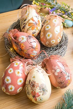 Декоративные пасхальные яйца УСЛАДА ДЛЯ ДУШИ крупные, 12 см (упаковка 6 шт.), Kaemingk