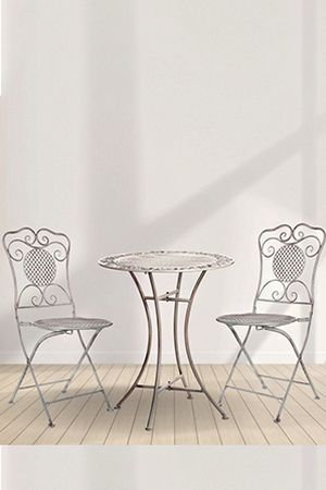 Комплект дачной мебели АЖУРНЫЙ ПРОВАНС (2 стула, стол), металл, белый, Edelman