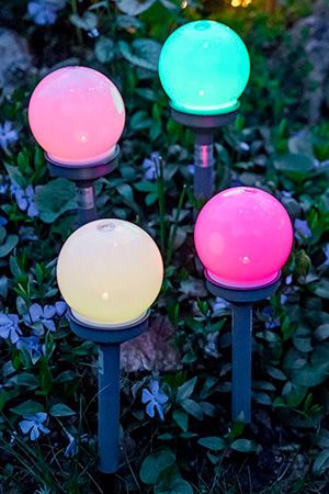 Садовые светильники Solar МОЛОЧНАЯ РАДУГА на солнечной батарее, RGB LED-огни, 27 см, набор - 4 шт., Kaemingk (Lumineo)