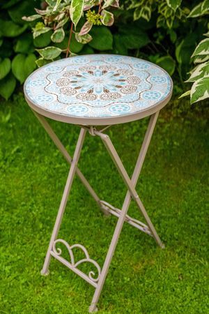 Садовый кофейный столик с мозаикой TURKISH ROMANCE, складной, металл, керамика, 67х36 см, Kaemingk