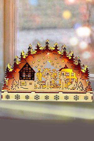 Новогодний домик-фонарик Сияющие огни - Деревушка 12 см, подвеска (Peha)