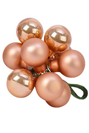 ГРОЗДЬ стеклянных глянцевых и матовых шариков на проволоке, 12 шаров по 25 мм, цвет: миндальный, Kaemingk