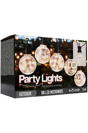 Садовая гирлянда из лампочек БАЛБС-БОЛЛС, 10 ламп, 100 теплых белых микро LED-огней, 4.5+3 м, черный PVC, уличная, Koopman International