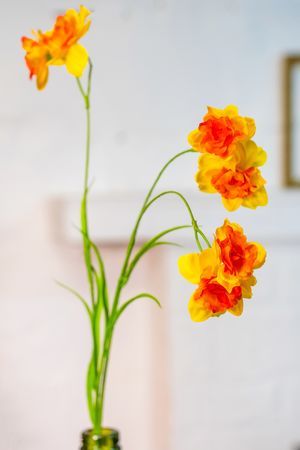 Декоративная ветка-цветок НАРЦИСС МАХРОВЫЙ, жёлто-оранжевый, 80 см, EDG