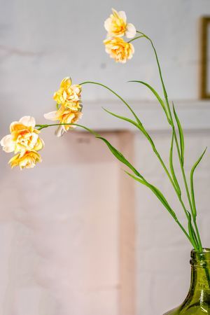 Декоративная ветка-цветок НАРЦИСС МАХРОВЫЙ, светло-оранжевый, 80 см, EDG
