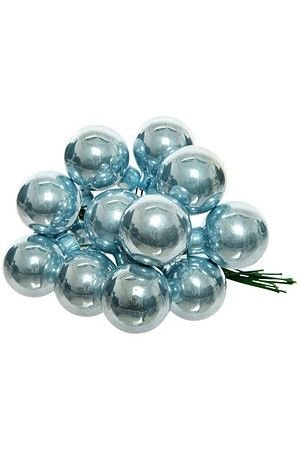 ГРОЗДЬ стеклянных эмалевых шариков на проволоке, 12 шаров по 25 мм, цвет: Misty Blue, Kaemingk