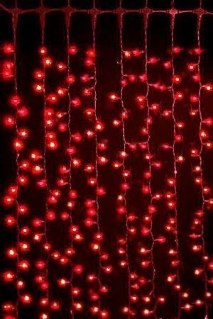 Световой занавес PLAY LIGHT, 625 красных микроламп, коннектор, 2,4х1,5 м, прозрачный провод
