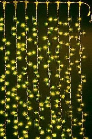 Световой занавес PLAY LIGHT, 625 желтых микроламп, коннектор, 2,4х1,5 м, прозрачный провод