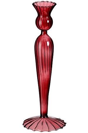 Стеклянный подсвечник ДЖАЙДА, винно-красный, 25 см, Edelman