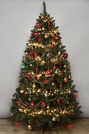 Искусственная елка с гирляндой и игрушками ЛАПЛАНДИЯ - КОРОЛЕВА РОЖДЕСТВА 210 см, 700 теплых белых LED, контроллер, ПВХ, Winter Deco