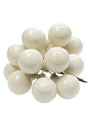 ГРОЗДЬ стеклянных эмалевых шариков на проволоке, 12 шаров по 25 мм, цвет: молочный, Winter Deco