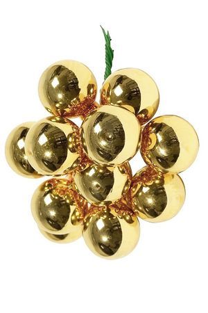 ГРОЗДЬ стеклянных глянцевых шариков на проволоке, 12 шаров по 25 мм, цвет: золотой, Winter Deco
