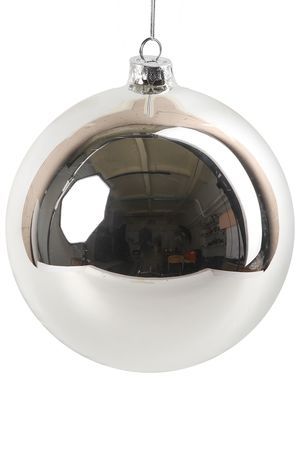 Елочный шар ROYAL CLASSIC стеклянный, глянцевый, цвет: серебряный, 150 мм, Winter Deco