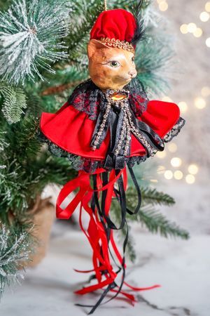 Ёлочная игрушка КОТ ТОДД, полистоун, текстиль, 36 см, Winter Deco