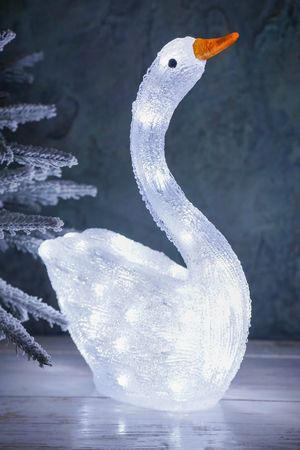 Светящаяся фигура ЛЕБЕДЬ СИНО, акрил, 40 холодных белых LED-огней, 40 см, Winter Deco