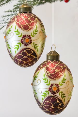 Набор ёлочных украшений-яиц КАССИНО, стекло, 11 см, 2 шт., подвеска, Winter Deco