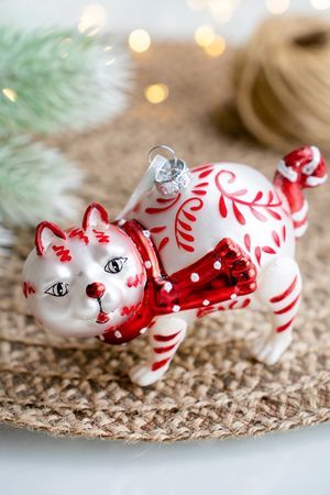 Ёлочная игрушка КОШЕЧКА МИЛАШКА, стекло, 12 см, подвеска, Winter Deco