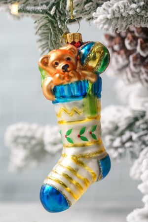 Ёлочная игрушка ПОДАРОЧНЫЙ НОСОЧЕК, стекло, 12 см, Winter Deco