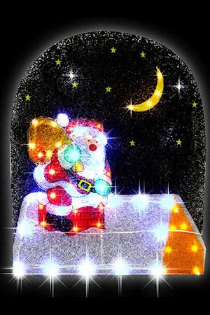 Световое панно на подставке ДЕД МОРОЗ НА КРЫШЕ, мигающие LED-лампы, 75x62x7,5 см, уличное, SNOWHOUSE