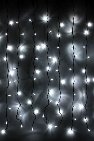 Занавес световой PLAY LIGHT, 200 холодных белых LED ламп, 2x1 м, черный провод, коннектор, уличный, BEAUTY LED