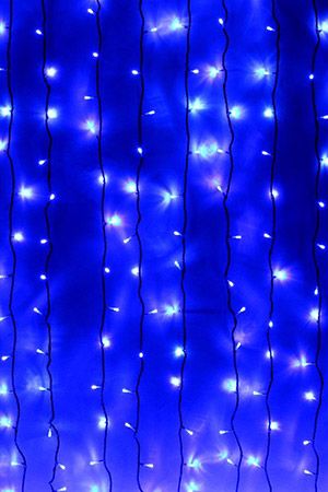 Занавес световой PLAY LIGHT, 200 синих LED ламп, 2x1 м, черный провод, коннектор, уличный, BEAUTY LED