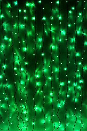 Занавес световой PLAY LIGHT, 600 зеленых LED ламп, 2x3 м, черный провод, коннектор, уличный, BEAUTY LED