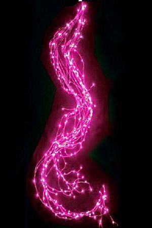 Электрогирлянда КОНСКИЙ ХВОСТ, 200 розовых mini-LED ламп, 15*1.5+1.5 м, провод-проволока+розовый шнур, BEAUTY LED