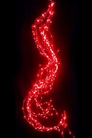 Электрогирлянда КОНСКИЙ ХВОСТ, 700 красных mini-LED ламп, 26*2.5+1.5 м, 12V, провод-проволока+красный шнур, BEAUTY LED