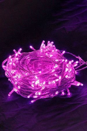 Электрогирлянда НИТЬ - ПРЕМИУМ КЛАСС на силиконовом проводе, 200 LED ламп, 20 м, цвет-розовый. 24V, чейзинг, BEAUTY LED