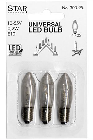 Набор запасных прозрачных LED ламп, для рождественских горок и светильников, 10-55 V, 3 штуки, STAR trading