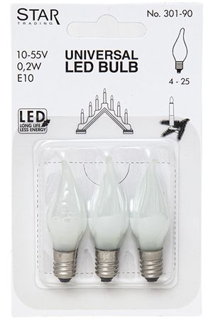 Набор запасных матовых LED ламп, для рождественских горок и светильников, 10-55 V, 3 штуки, STAR trading