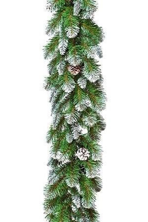 Хвойная гирлянда ИМПЕРАТРИЦА с шишками, заснеженная, хвоя - PVC, 180х30 см, Triumph Tree