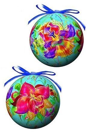 Ёлочное украшение шар 'Цветы', 150 мм, Незабудка